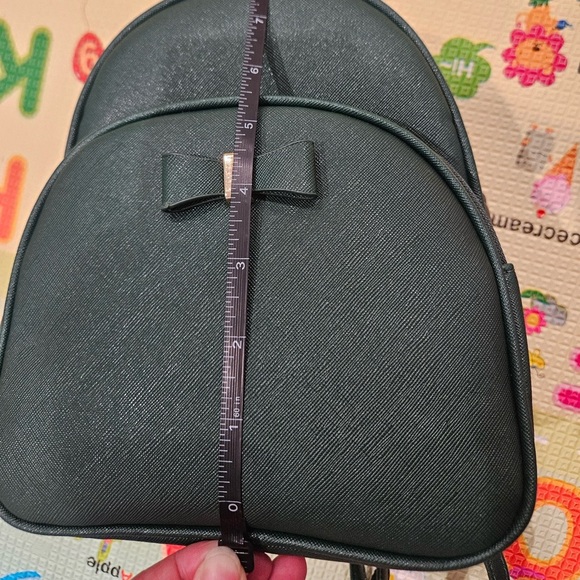 Green Faux Leather Mini Compact Backpack with Bow - Picture 5 of 7